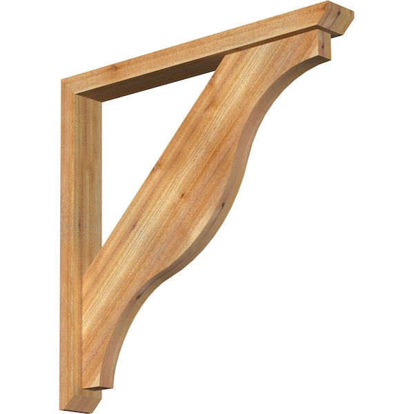 Ekena Millwork Funston Slat Rough Sawn Bracket w/ Offset Brace, Western Red Cedar, 4"W x 34"D x 34"H BKT0402X34X34FST06RWR - main